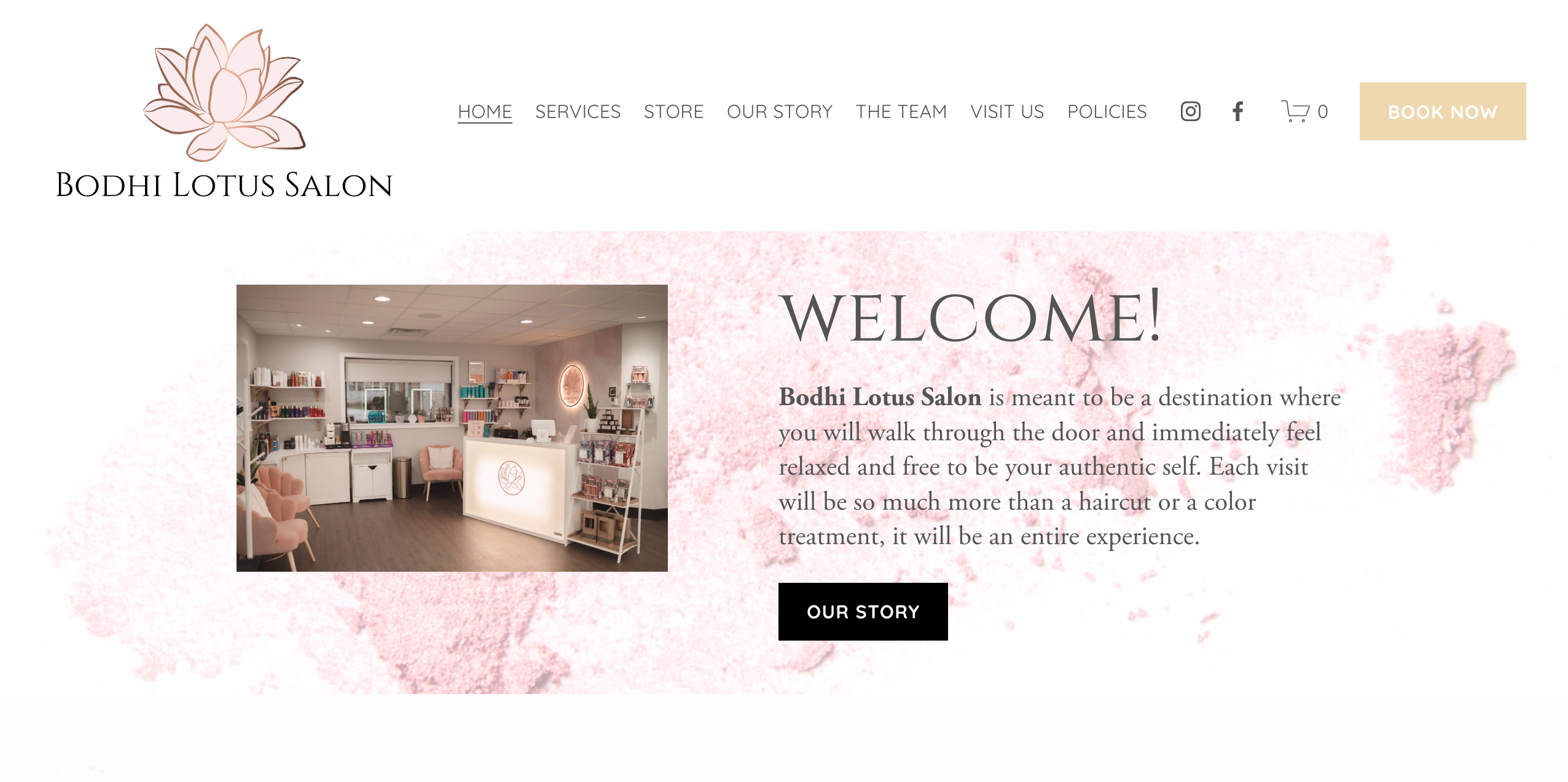 Bodhi Lotus Salon website design, desktop view