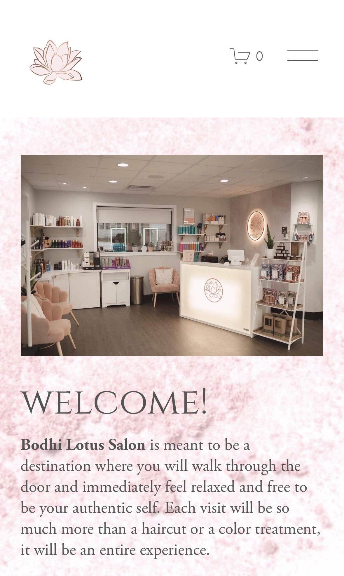Bodhi Lotus Salon website design, mobile view
